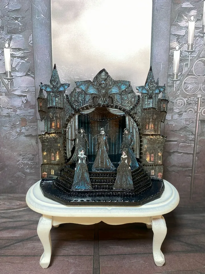 Gothic puppet theaters. Theaters for a stylized dollhouse. Gothic. 1:12. Handmade.