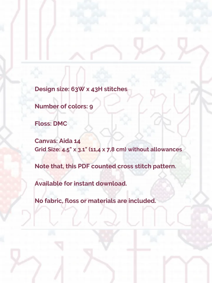 Cross stitch pattern Merry Christmas, simple and easy cross stitch pattern PDF