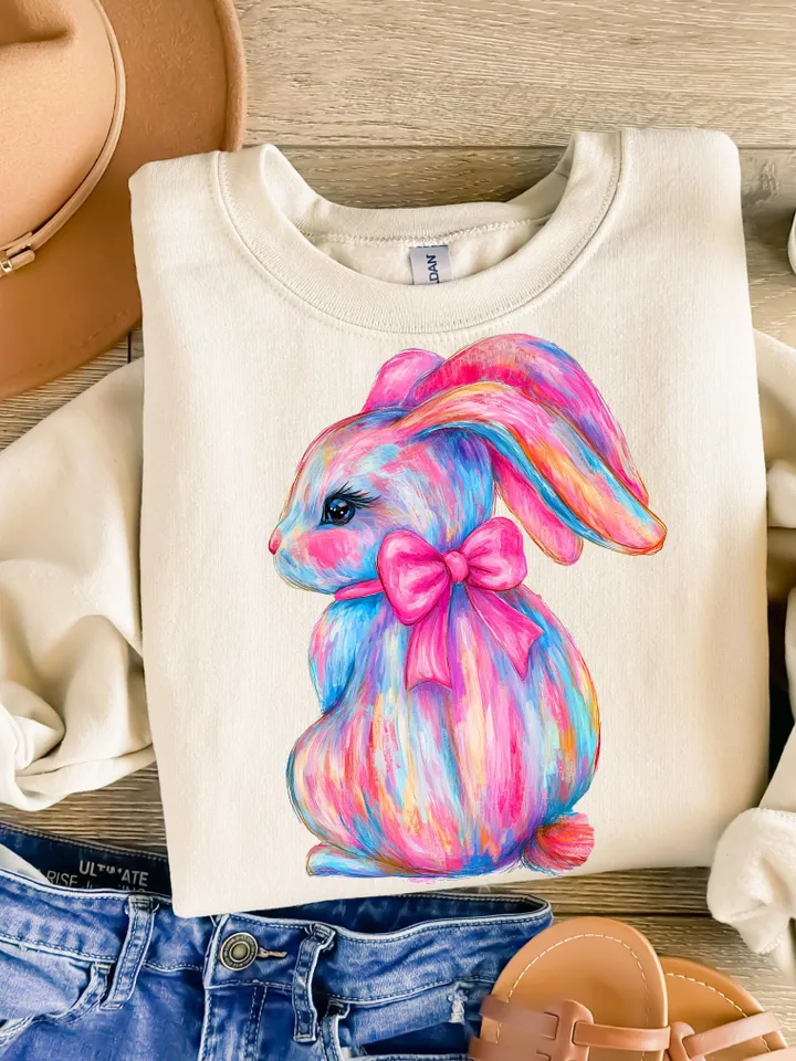 Brushstroke Bunny Easter Png, Bunny Coquette Bow Png, Pink Bunny Png, Brushstroke Coquette Easter Png, Girls Easter Png, Preppy Easter Png