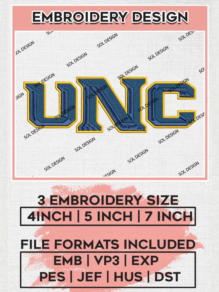 NCAA UNC Team Word Logo Embroidery Design Files, NCAA Northern Colorado Bears Machine Embroidery, NCAA Teams, 3 sizes, NCAA Machine embroidery designs, Digital Download