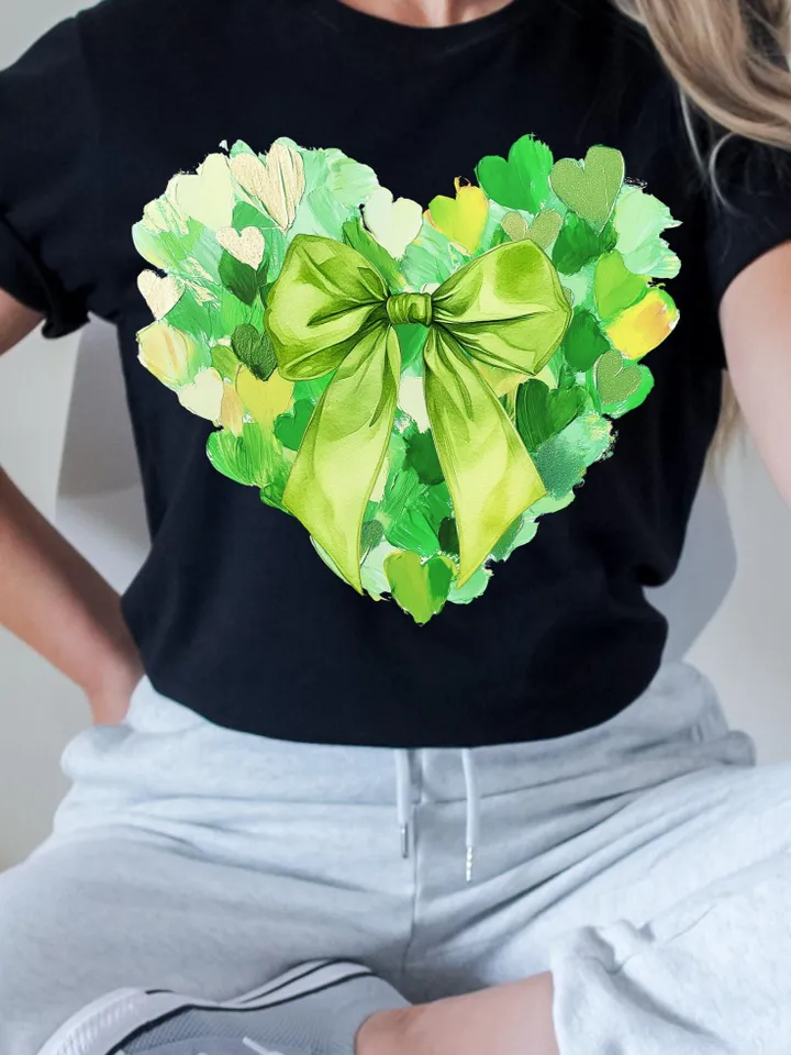 St. Patrick’s Day Heart Brushstroke png, 4 leaf clover png, St Patrick's Day png, Irish png, Shamrock png designs, Coquette st patrick Png