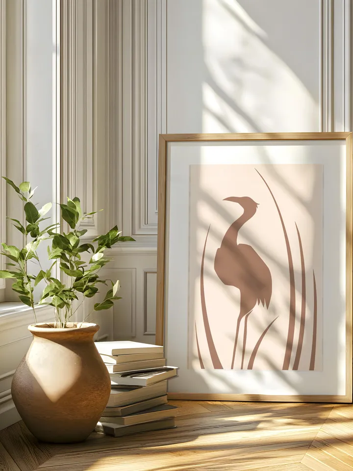Minimalist Bird Wall Art Boho Bird Poster Abstract Nature Silhouettes Modern Brown Decor Scandinavian Style Contemporary Bird Print Digital