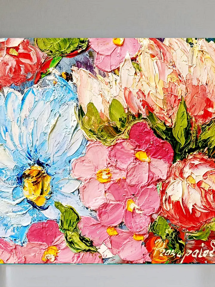 Flowers Oil Painting Floral Original Art Impasto Tulips Art Spring Gifts for Her by ArtProkopaloSv