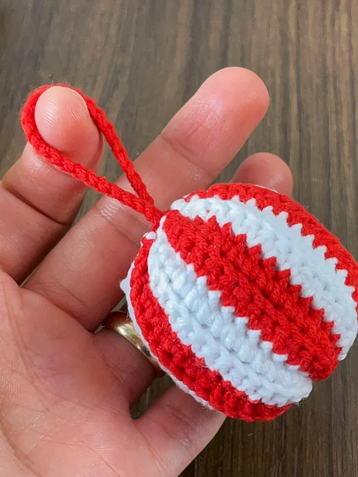 Crochet Christmas Ornament Ball Pattern PDF, Striped Holiday Bauble Tutorial, Easy DIY Christmas Decoration for Beginners