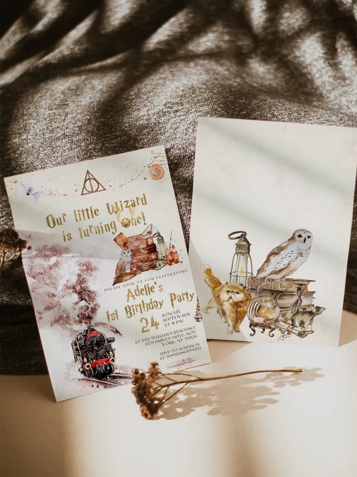 The Chosen One Invitation; Wizard Birthday Party; Magic School 1st Birthday Invitation Template; Editable Wizarding World Invitation; Wms12