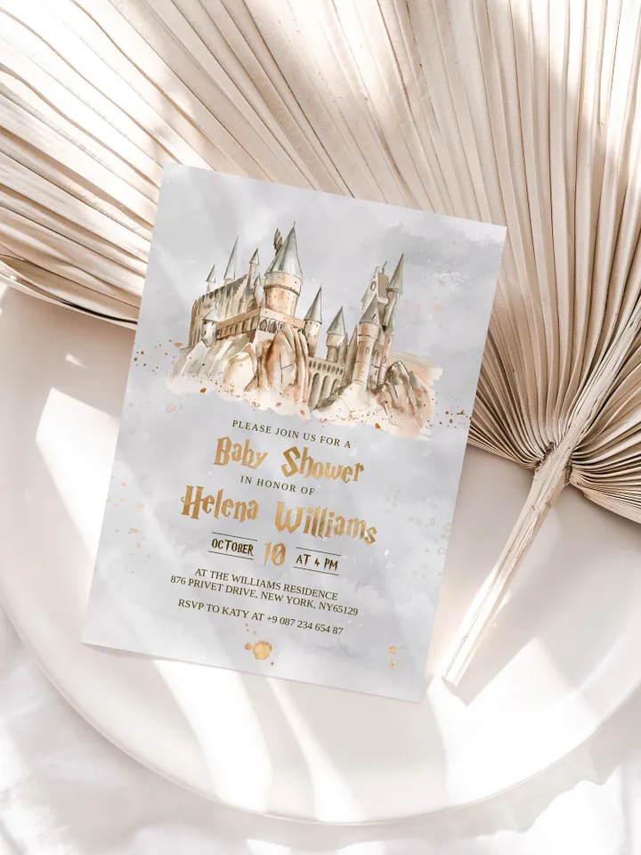 Magic School Baby Shower Invitation; Editable Wizard Baby Shower invitation; Magic School Baby Shower Printable Invitation