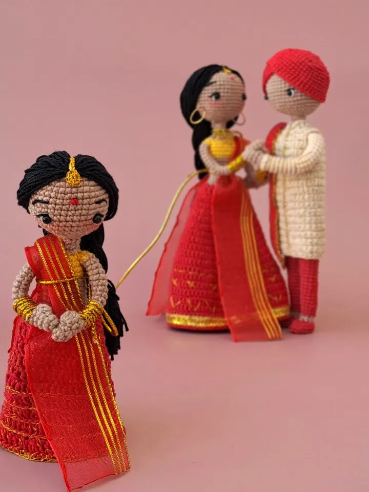 Crochet indian baby doll. indian handmade gift. amigurumi indian doll.