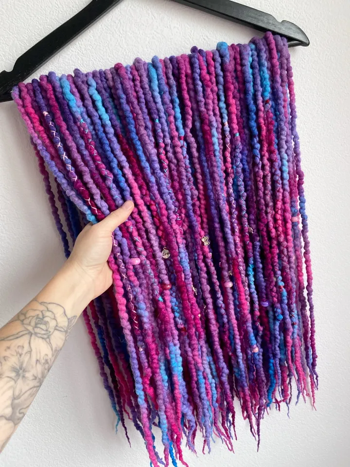 Purple blue pink Wool Double Ended dreads π Ready to Ship