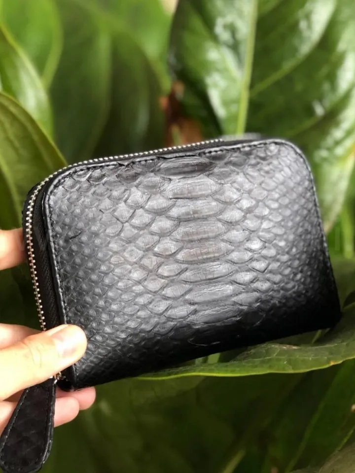 Genuine python skin black wallet | Small wallet | Exotic leather wallet | Women wallet | Snake trendy Wallet | Snakeskin designer wallet