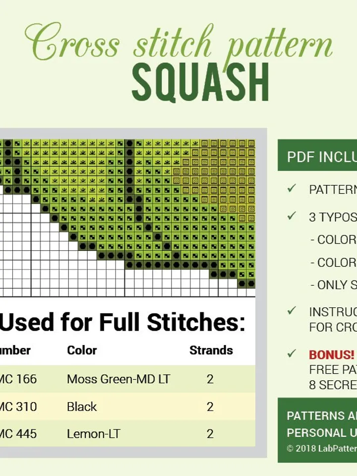 Cross stitch pattern Squash Cross stitch pattern Plants vs Zombies PDF Format Instant Download Home decor Modern
