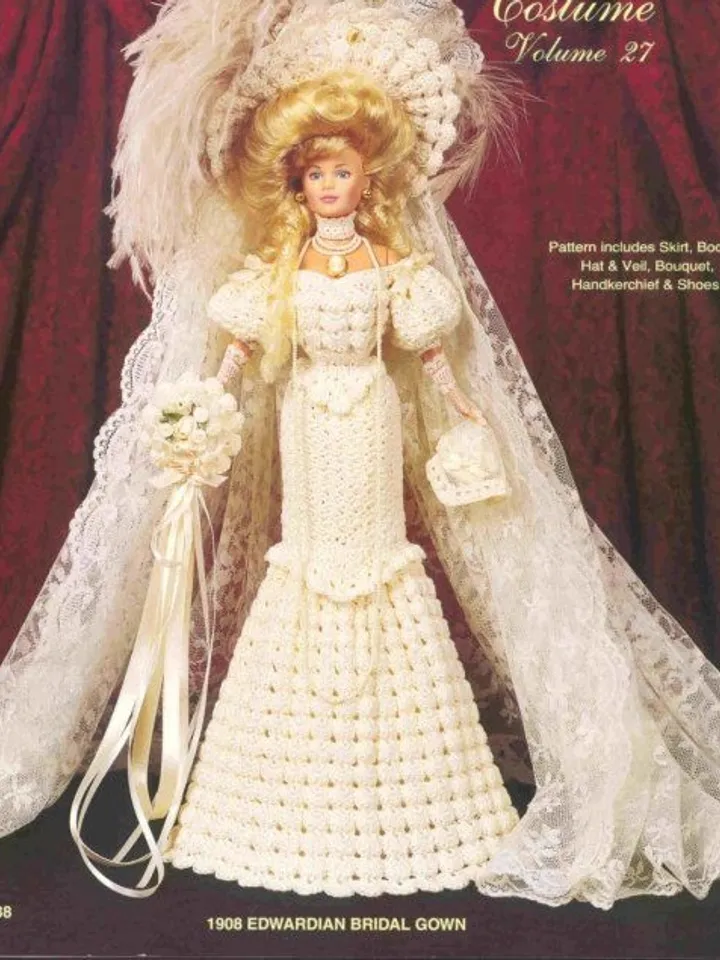 Barbie Dress Crochet Pattern Vintage for Dolls 11-1/2" Digital Download PDF
