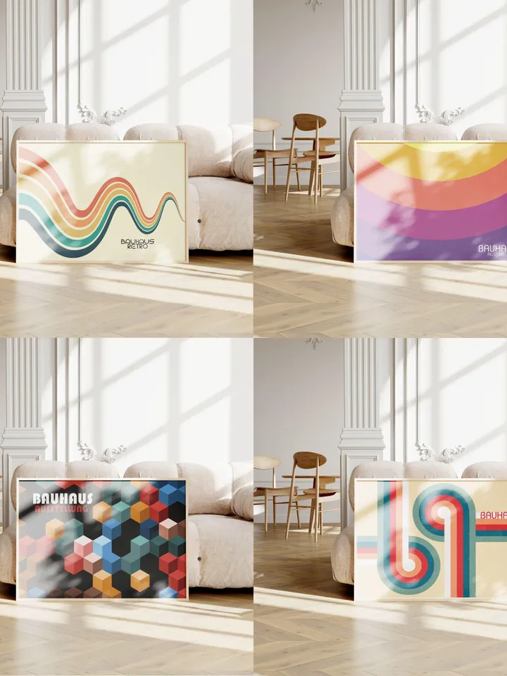 Bauhaus Horizontal Art set of 500 premium printable wall art prints mid century modern minimalist abstract geometric bundle digital download