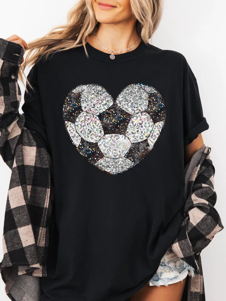 Soccer Game Day PNG, Black, Glitter, Faux Sequin, Soccer, Soccer Mom, Soccer Mama, Game Day Vibes, Sublimation Design Downloads