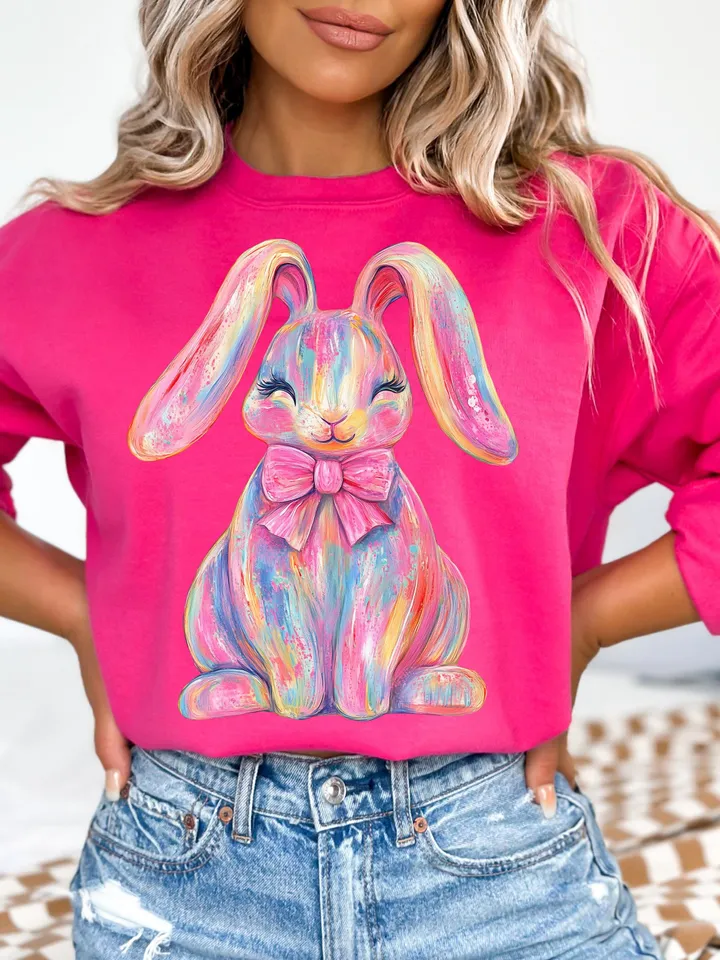 Brushstroke Bunny Easter Png, Bunny Coquette Bow Png, Pink Bunny Png, Brushstroke Coquette Easter Png, Girls Easter Png, Preppy Easter Png