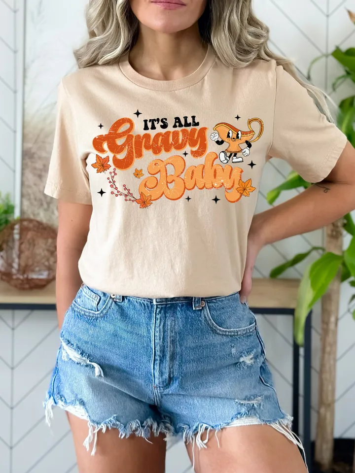 Its all gravy baby fall thanksgiving retro mascot groovy png Retro Fall, pumpkin png, trendy thanksgiving png