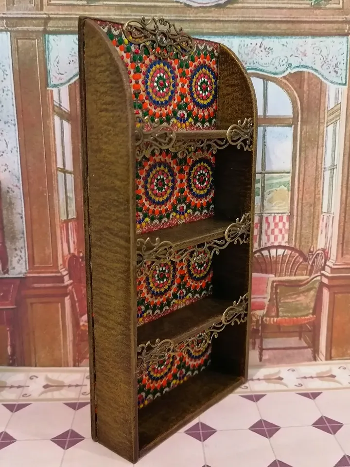Bookcase for dollhouse handmade.1:12 scale.