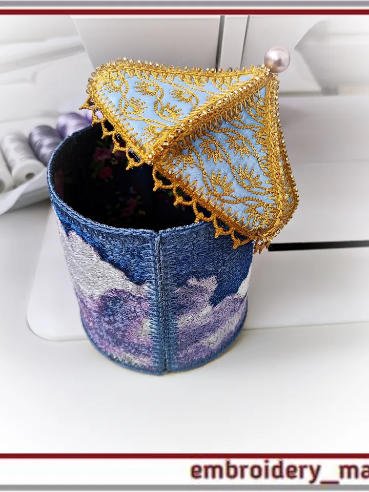 In the hoop Box with lid designs Clouds by Embroidery Manavi 05