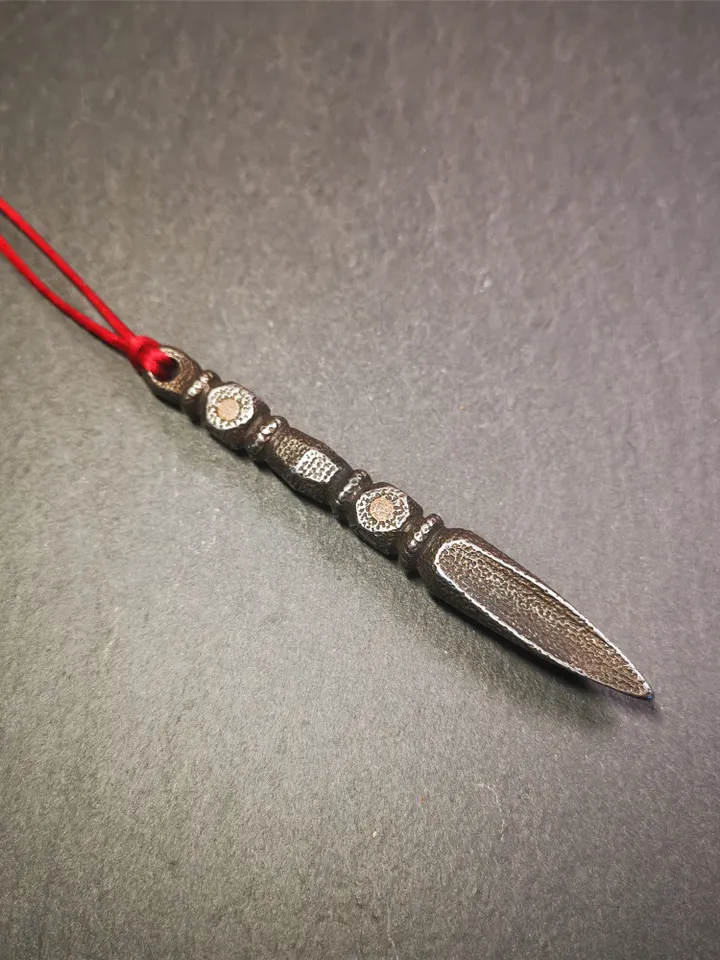 Gandhanra Handmade Tibetan Amulet ,Kila(Dorje Phurba) , Trantic Buddhism Ritual Implement Pendant,Made of Cold Iron,4.0"