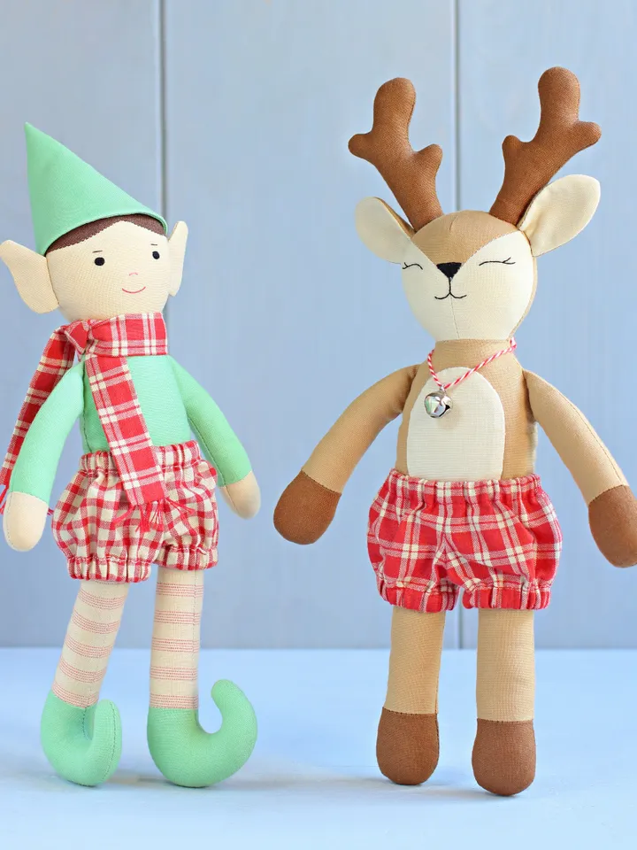 2 PDF Large Elf Doll and Large Deer Stuffed Animal Sewing Patterns Bundle
