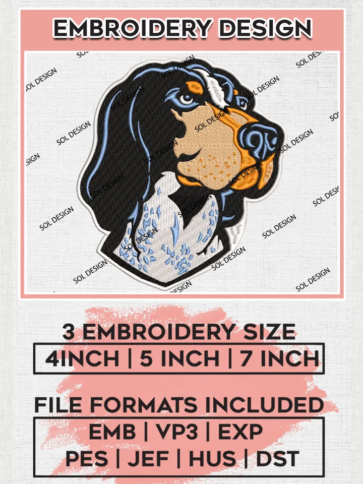 Tennessee Volunteers Football Team Head Mascot Logo Embroidery Design Files, NCAA Tennessee Volunteers Machine Embroidery, NCAA Teams, Game Day, 3 sizes, NCAA Machine embroidery designs, Digital Download