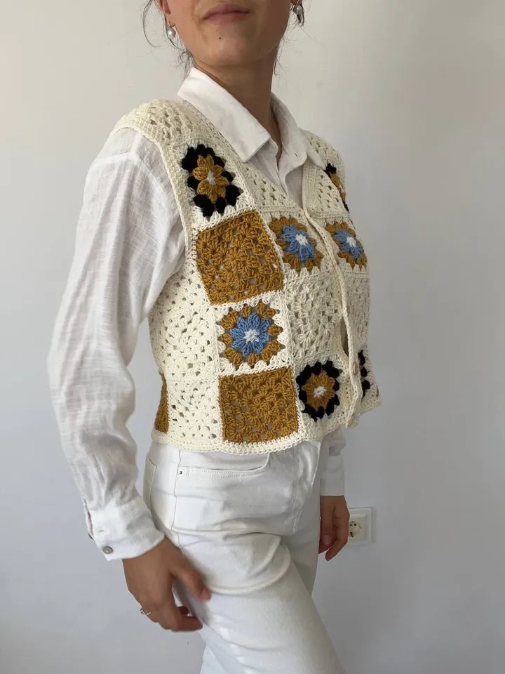 Waistcoat crochet pattern, granny squares waistcoat, women ladies vest crochet pdf