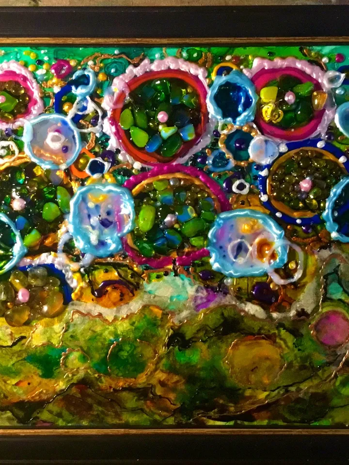 Abstract Painting on glass,stained glass panel,glass wall art,home decoration,gift,natural stones decorated.