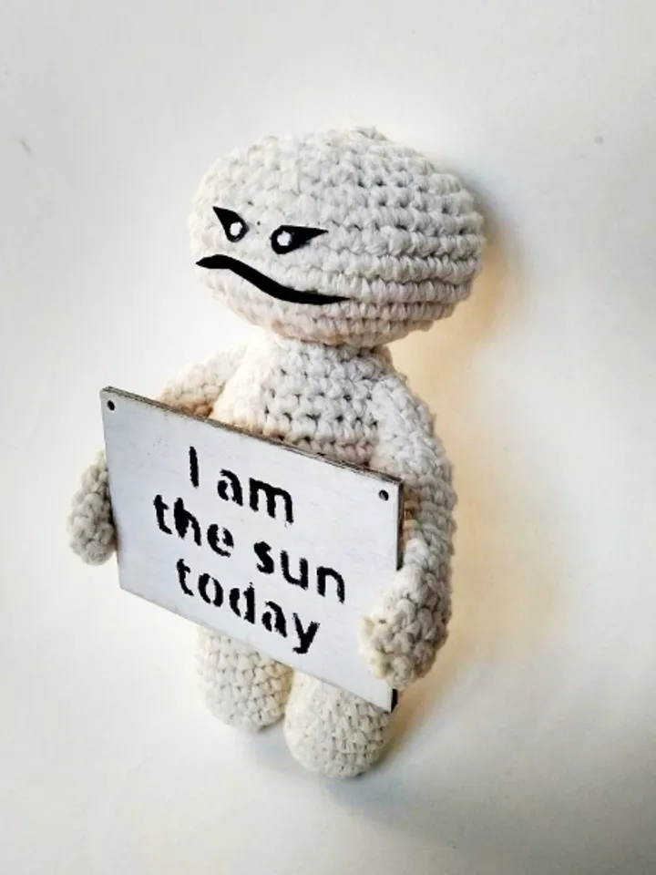 Doll Simpleman with emotional phrase for Emotional health, mental health, to embrace your emotions