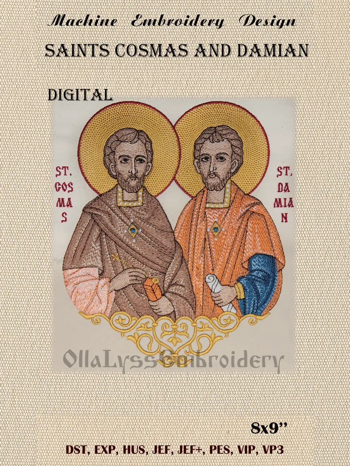 Saints Cosmas and Damian embroidery design