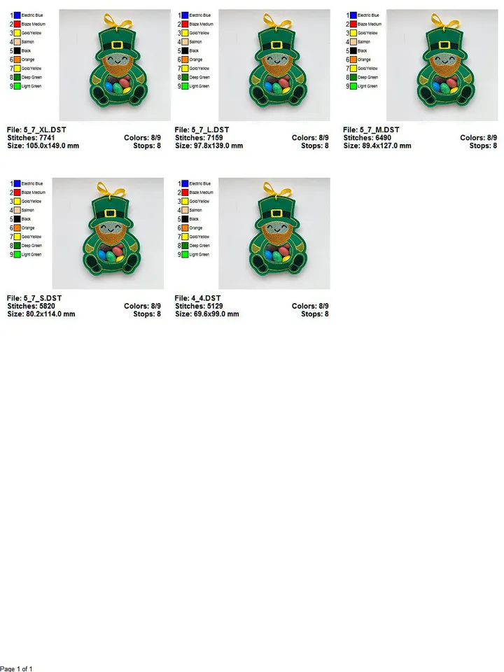 In The Hoop Machine Embroidery design ITH Peekabo Bag St. Patrick Day LeprechaunTreat Bag ITH Pattern.