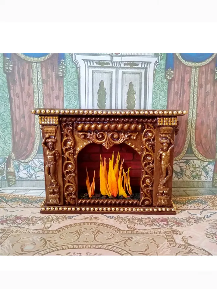 Fireplace for dollhouse handmade.1:12 scale.