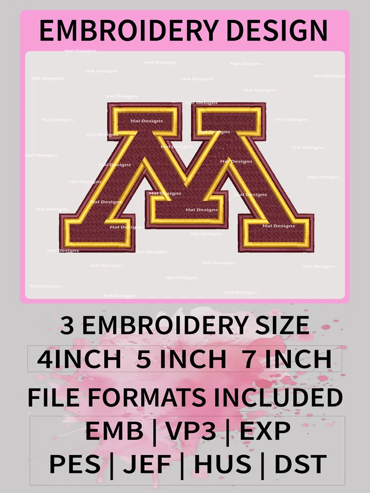 NCAA Minnesota Golden Gophers Embroidery File, 3 Sizes, 6 Formats, NCAA Machine Embroidery Design, NCAA Logo, NCAA Teams