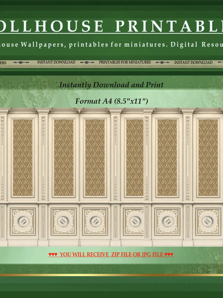 Wallpapers- Set 7-v4 | Printables for Dollhouses and Unique Miniature Projects | Digital Downloads | in Scale 1/12th