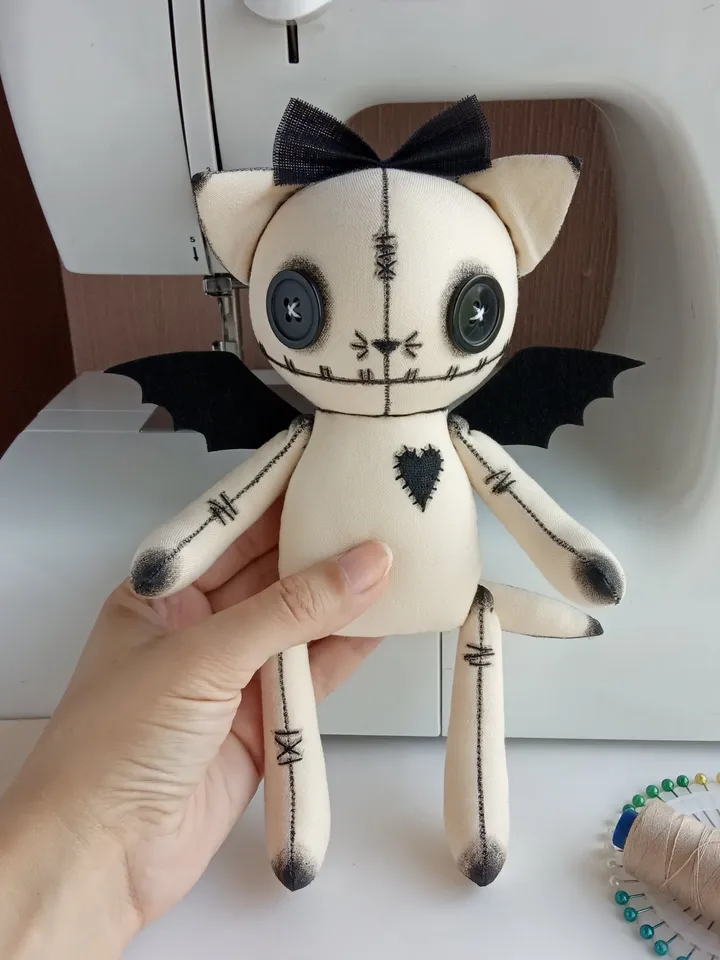 Handmade Doll - Stuffed Cat (Milk Color)