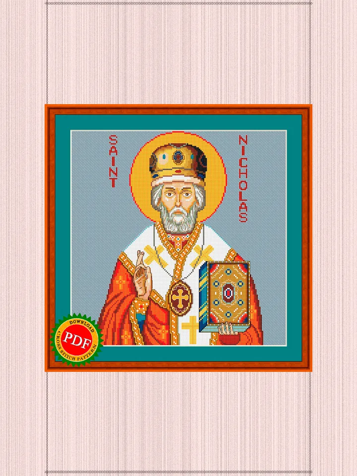 Saint Nicholas Icon Cross Stitch Pattern | Christian Icon