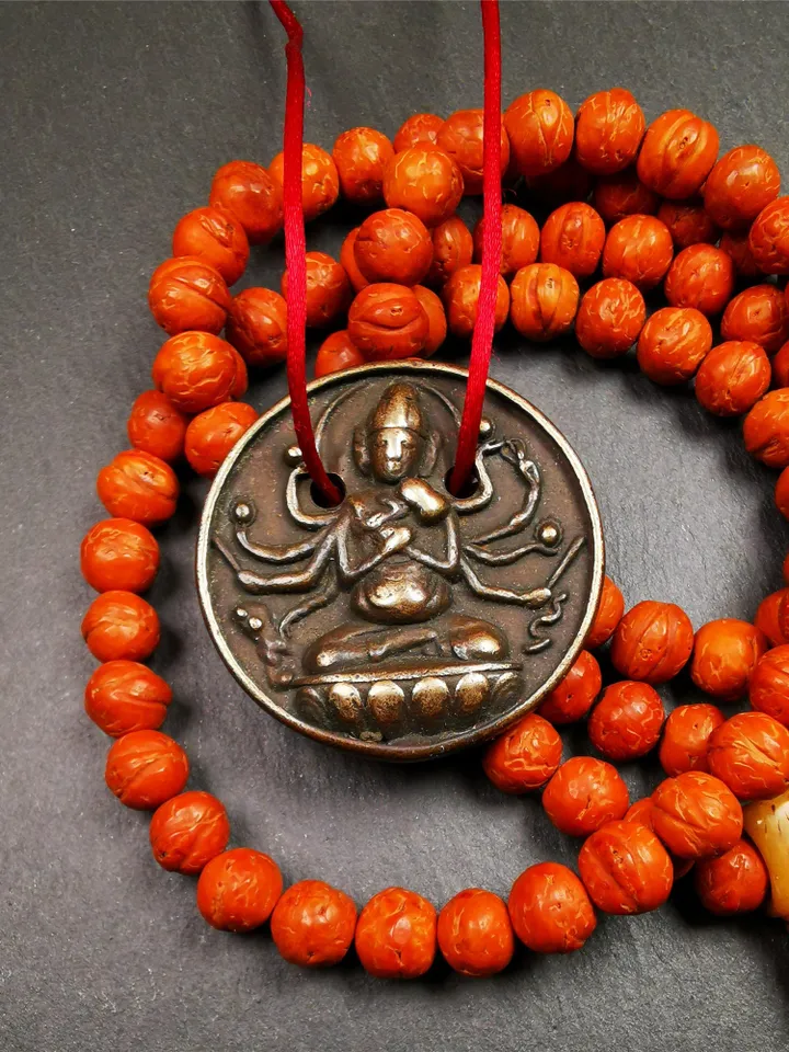 Gandhanra Old Tibetan Buddha Statue Pendant,Usnisa Vijaya,Victory Dharani,1.4"
