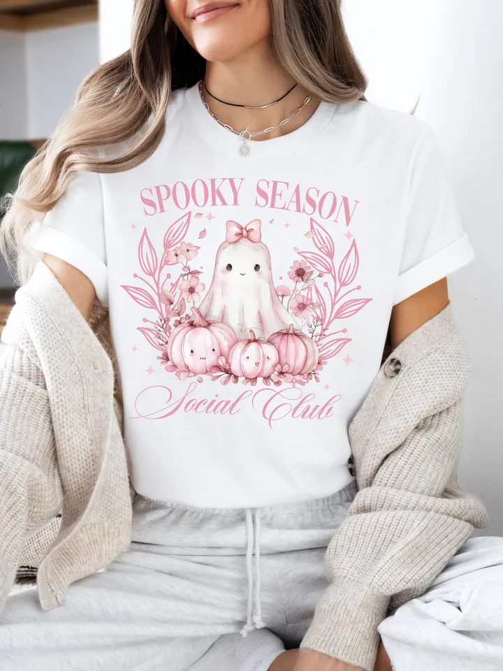 Halloween Cute Ghost png, Social Club png, Spooky Coquette Bow Halloween png, Halloween png, ghost png, Spooky Season png, Coquette png