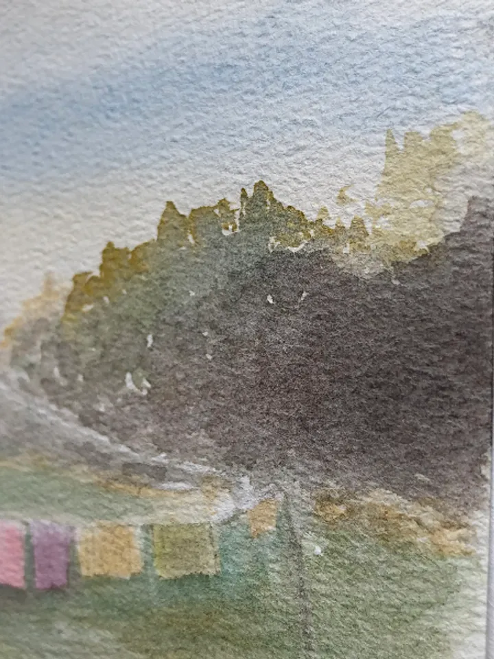 Summer in the village original watercolour painting