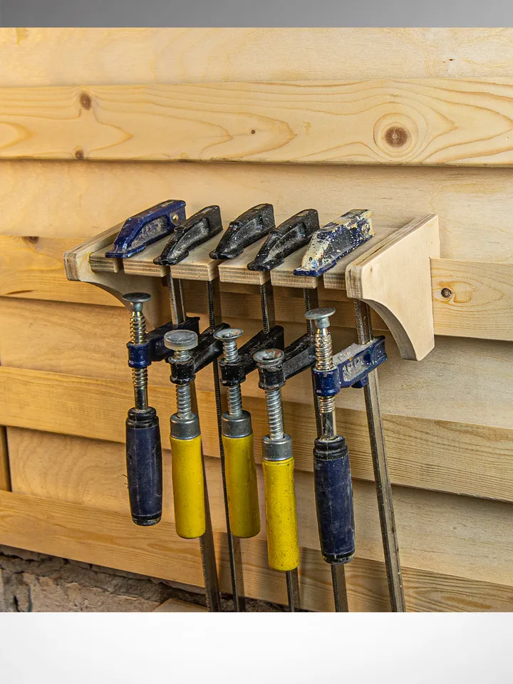 Clamp Rack Plans (PDF, SVG) for Workshop – DIY French Cleat Storage System