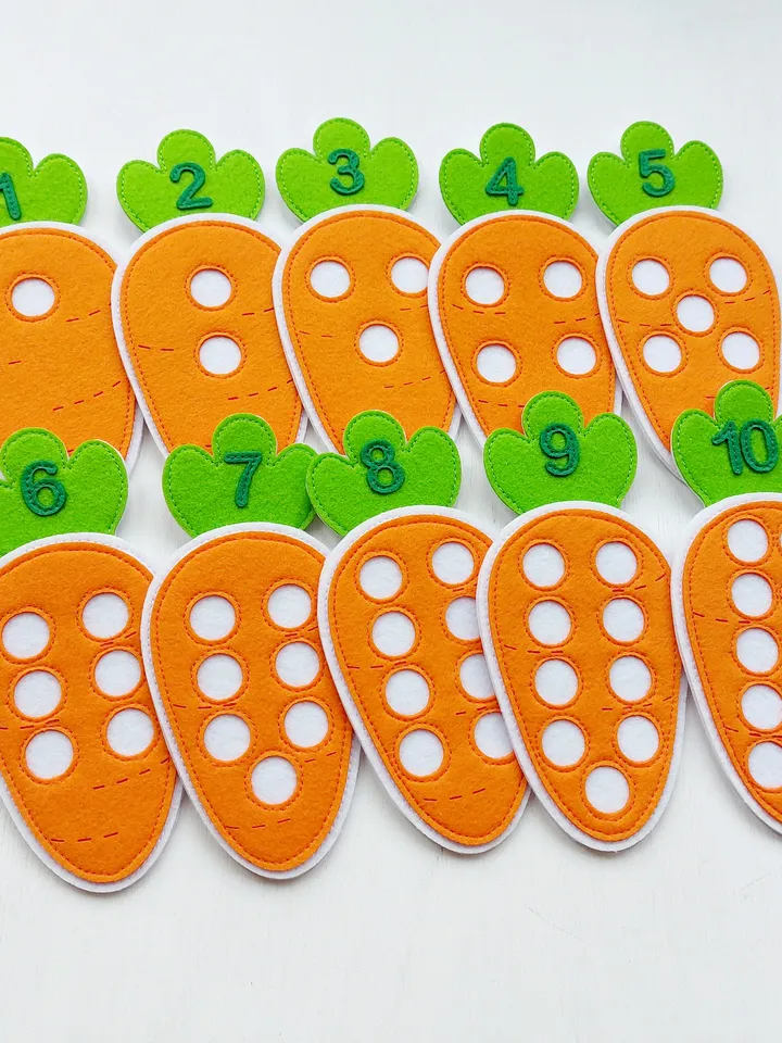 Felt didactic aid "Carrot counting"