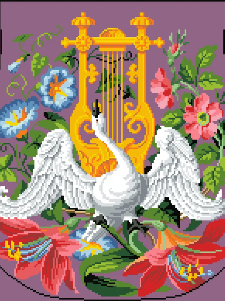Antique Cross Stitch Pattern Bag with a Swan Counted Digital Download PDF