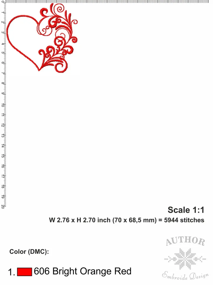 Valentine Heart embroidery design Machine embroidery pattern 5 sizes, Embroidery files heart outline, Vintage elegant decor Floral heart #R9