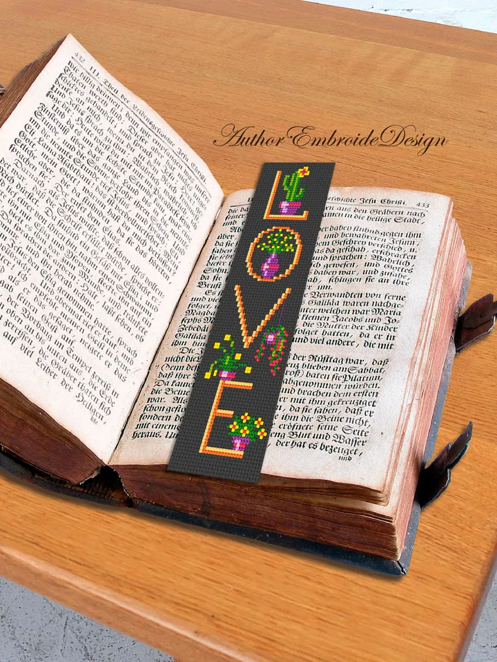 Plant bookmark cross stitch pattern PDF download House plants cross stitch chart, Floral bookmark pattern digital PDF, Book lover gift #B338