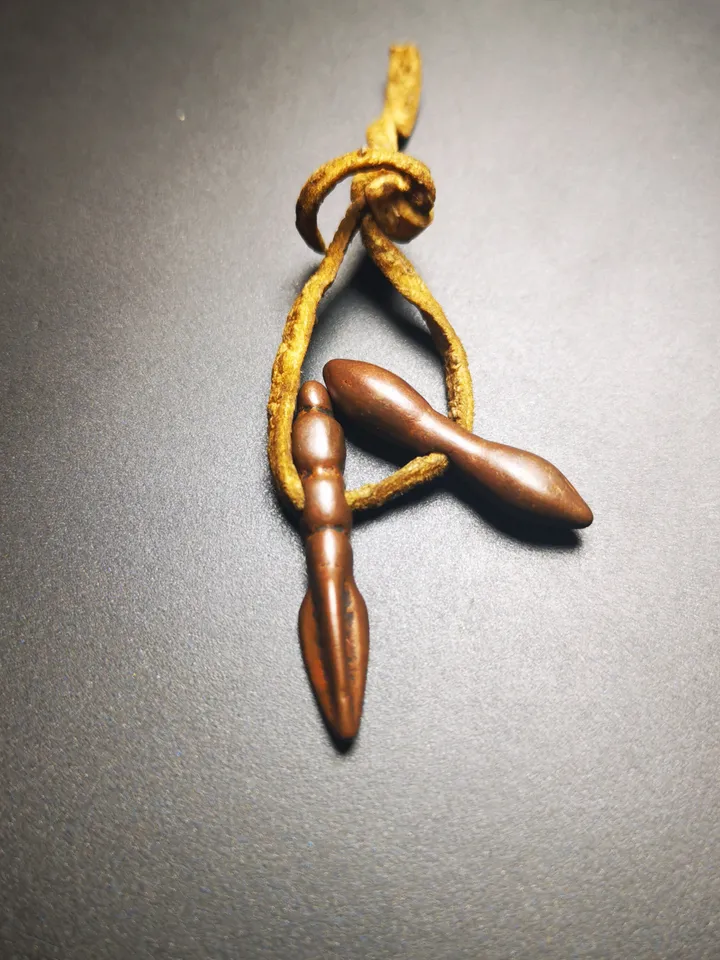 Gandhanra Antique Tibetan Amulet,Mini Vajra and Kila(Dorje Phurba), Mala Prayer Beads,Trantic Buddhism Dharma, 50 Years Old.
