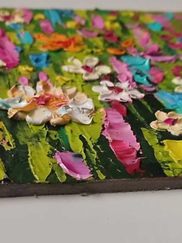 Wildflower Painting Original Art Impasto Oil Painting Flower Artwork by Verafe
