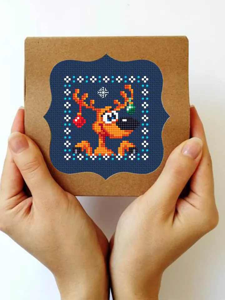 Tiny Christmas cross stitch pattern download PDF Cute christmas reindeer cross stitch chart Christmas deer embroidery PDF DIY Home decor #N4