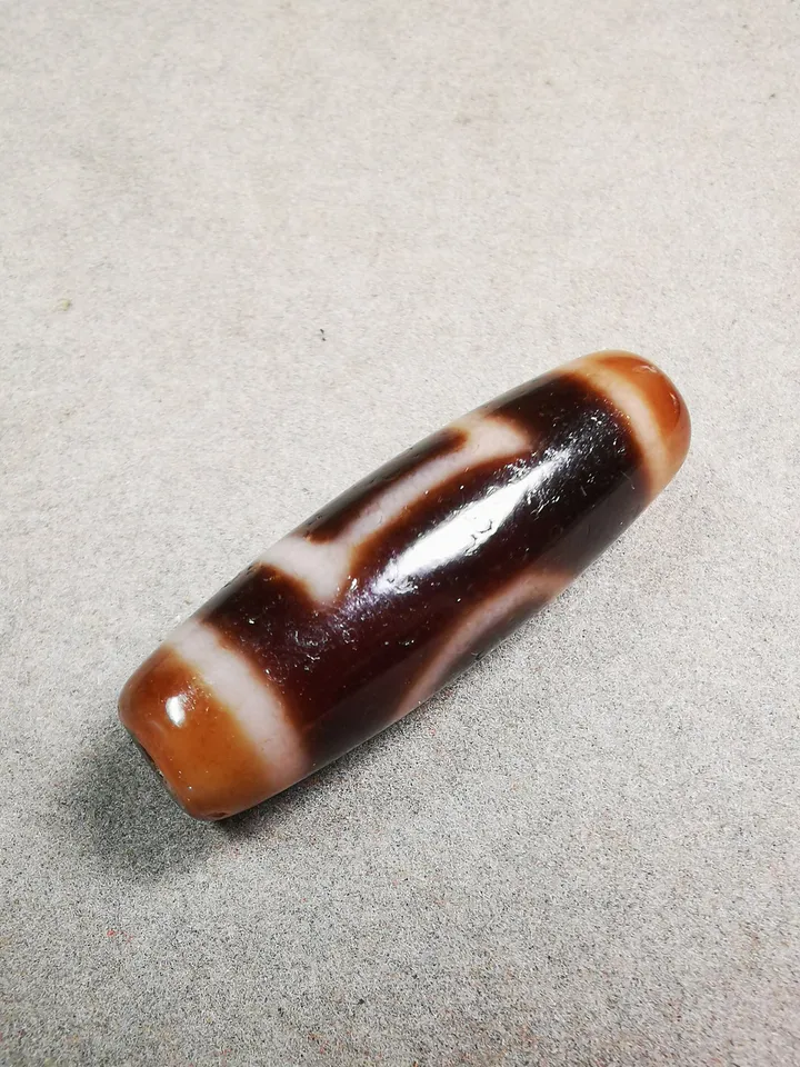 Gandhanra Tibetan Heaven & Earth Dzi Bead,Tibetan Chung,Protective Amulet,Small Size 38*12 mm