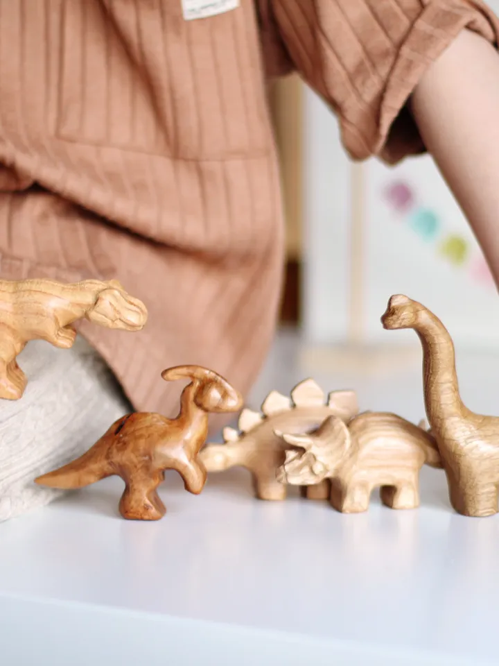 Wooden dinosaurss play set