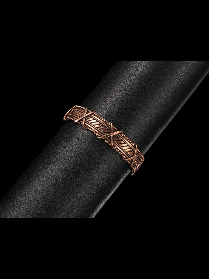 Handmade copper bracelet Unique wire wrapped metal bangle Antique style jewelry