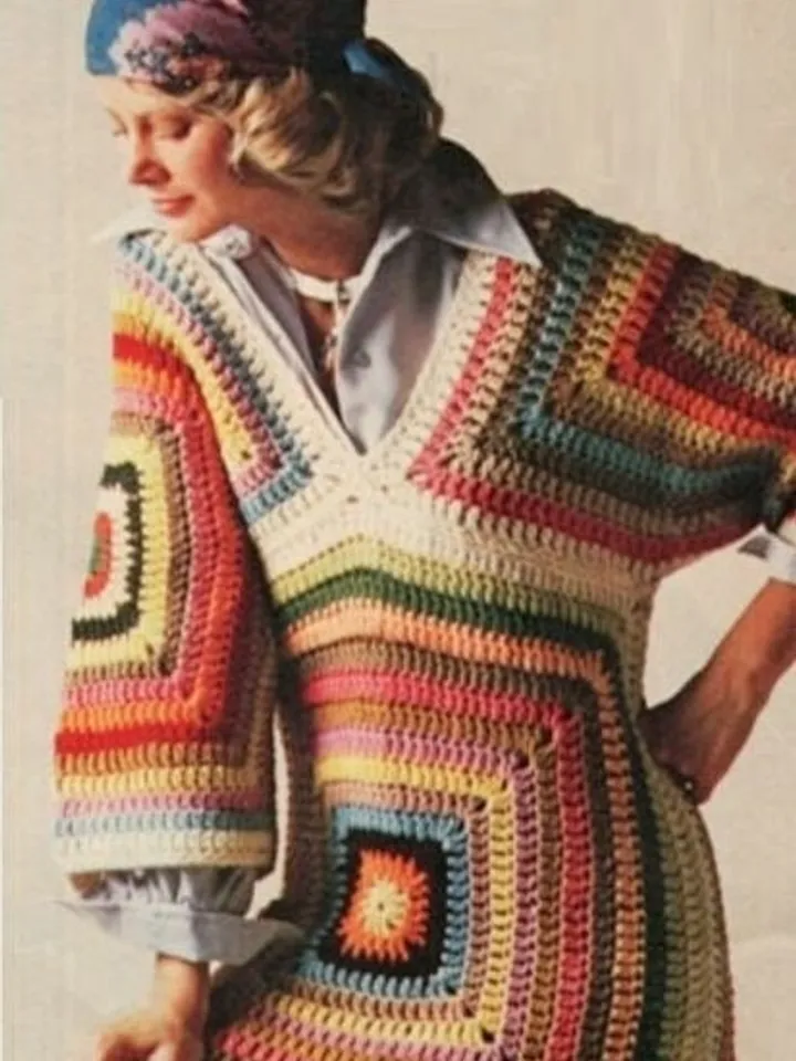 Crochet dress, dress granny squares, easy dress crochet pattern, dress sweater crochet