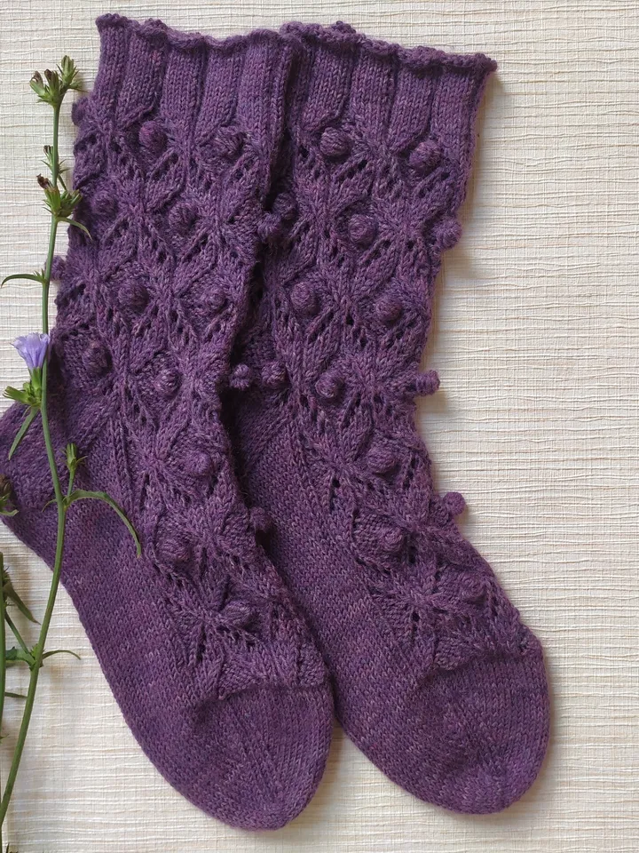Handmade knitted womens socks